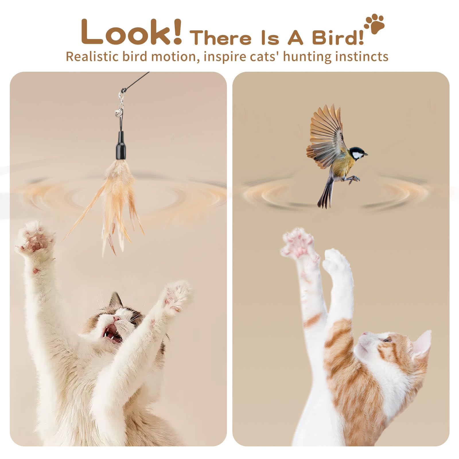 Pawaboo Feather Teaser en acción con un gato jugando