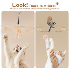 Pawaboo Feather Teaser en acción con un gato jugando