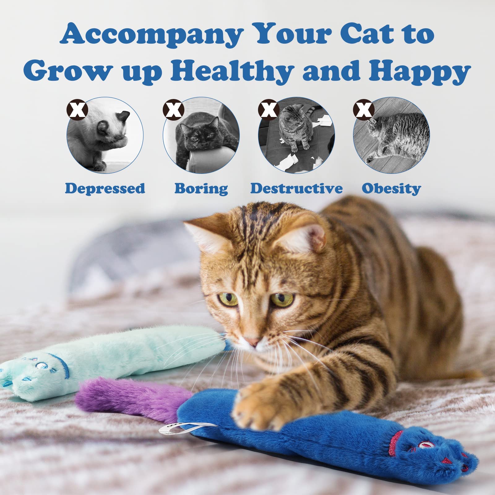 Pawaboo: juguete kicker para gatitos, perfecto para persecución y estiramiento.