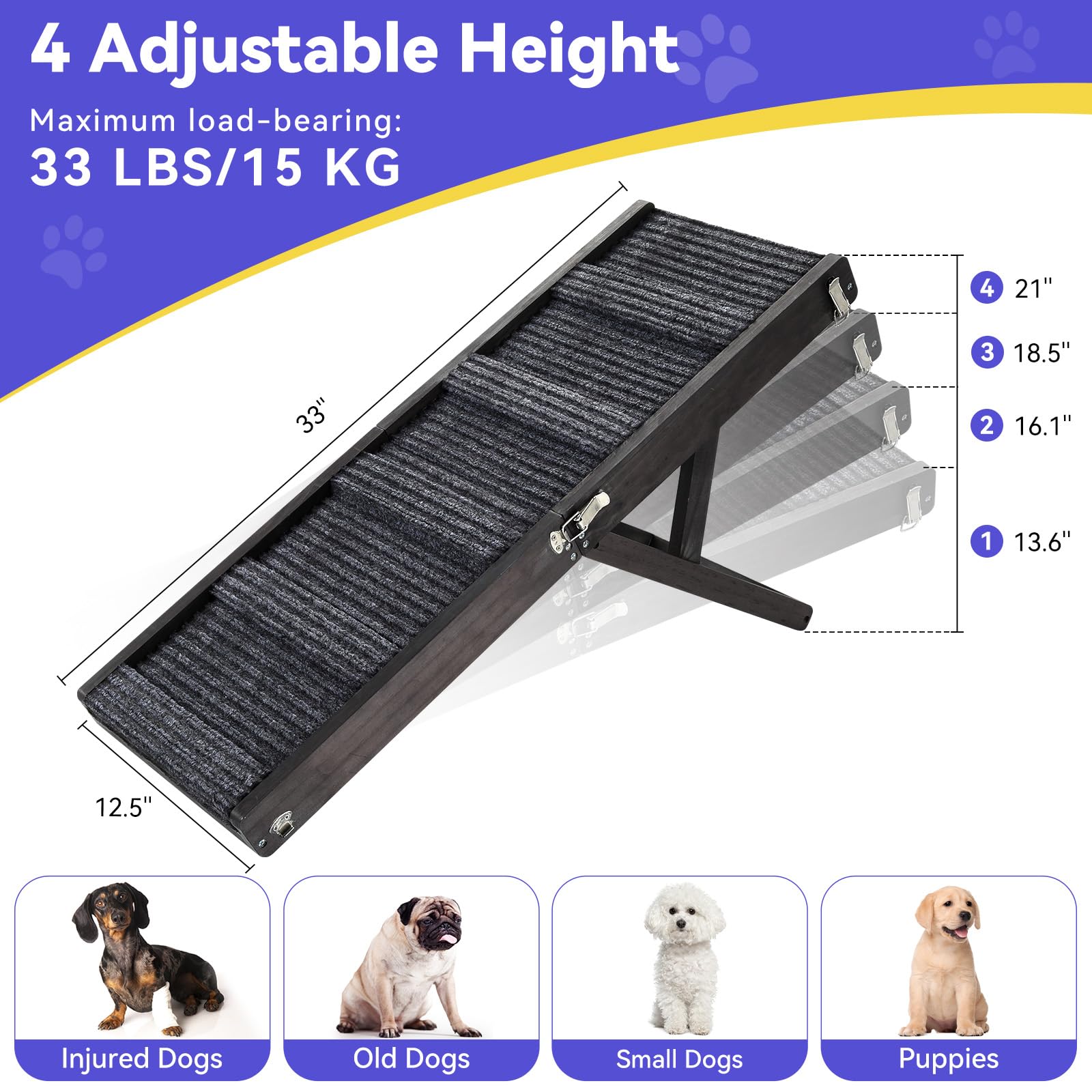 Pawaboo rampa para perro: superficie antideslizante para mayor tracción.