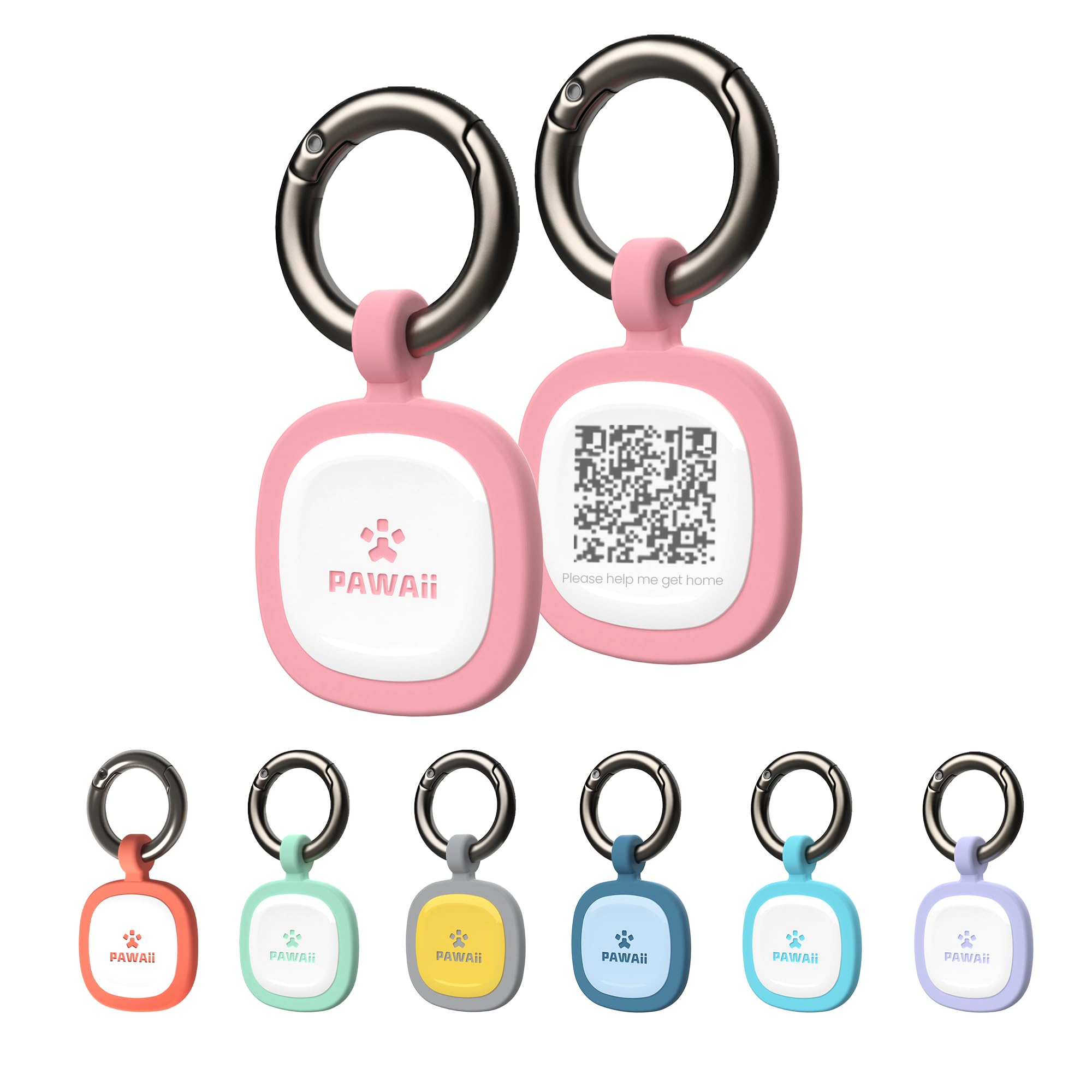 Tag dIdentité Pawaii pour chien en silicone rose avec QR, pratique et sûr