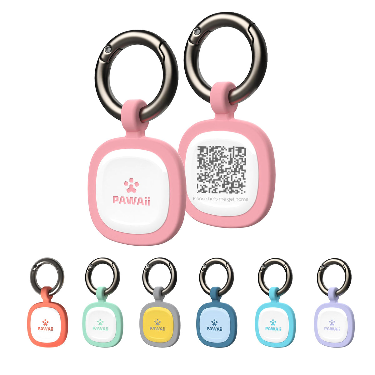 Tag dIdentité Pawaii pour chien en silicone rose avec QR, pratique et sûr