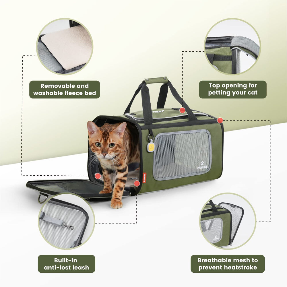 Abertura superior que permite observar y calmar a tu gato durante el viaje.