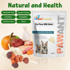 Pawant brochetas carne de res: snack proteico para perros activos.
