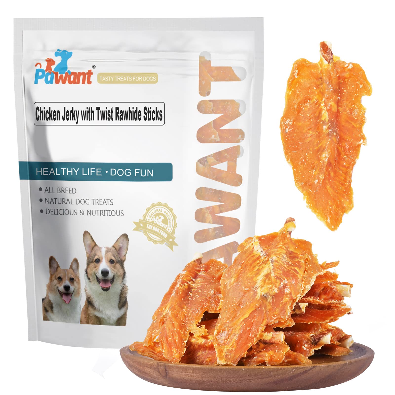 Pawant tiras de pollo con centro de cuero crudo, masticación prolongada para entrenamiento