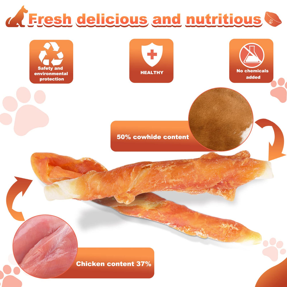 Pawant Cuidado dental: snack de cuero crudo envuelto en pollo para cachorro.