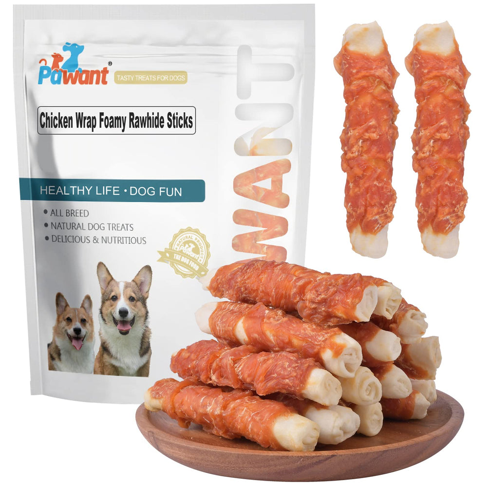 Pawant premios para perros: rollos envueltos de pollo, ideal para premiar.