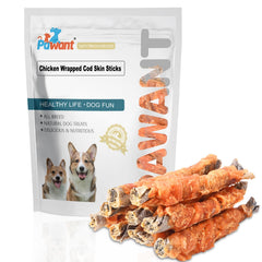 Premios Pawant pollo envuelto en piel de bacalao, ideal para premiar durante el entrenamiento.