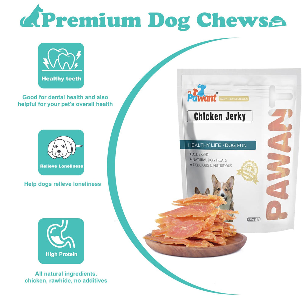 Pawant tiras deshidratadas de pollo, digestión fácil para perros sensibles.