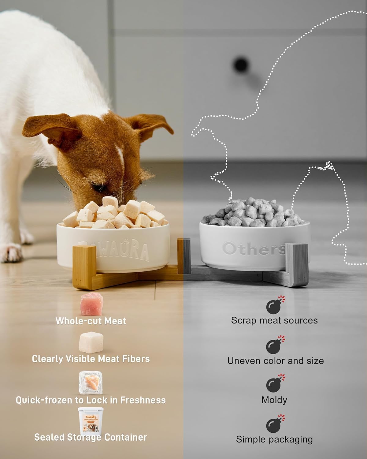 Pawaura snack mascotas crujiente, ideal para premiar durante el día.