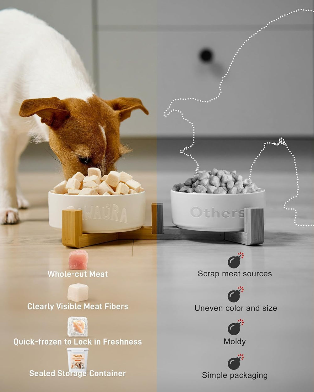 Pawaura snack mascotas crujiente, ideal para premiar durante el día.