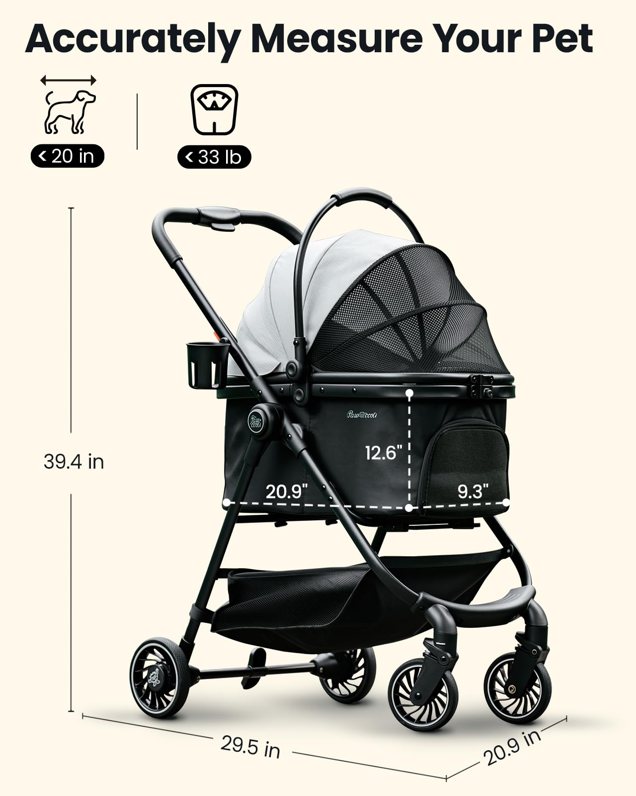 Mango ergonómico de cuero Pawccoli para un agarre cómodo.