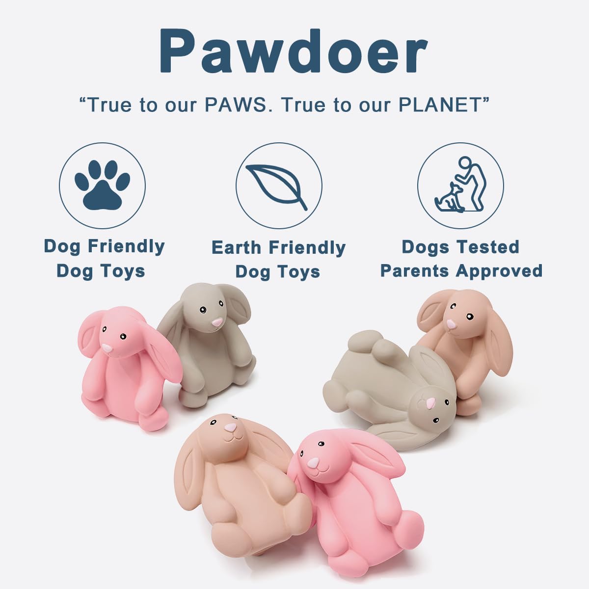 Pawdoer juguete conejo latex-blando seguro para mordisqueos suaves