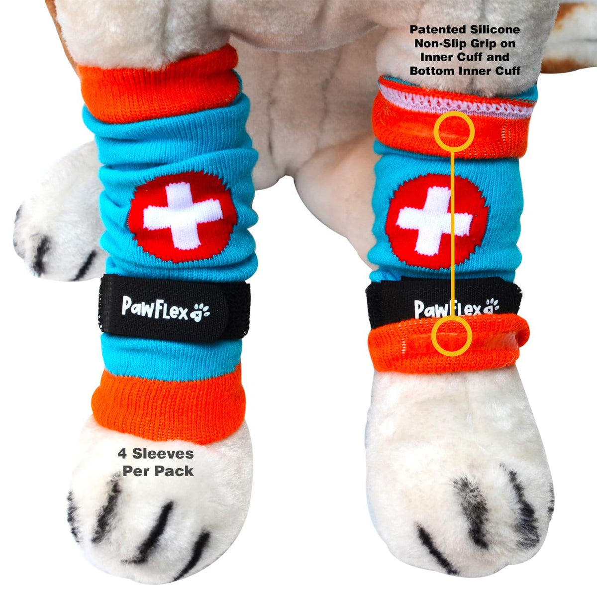PawFlex Comfy Pawz calcetines protección algodón para patas, confort diario y protección de heridas.