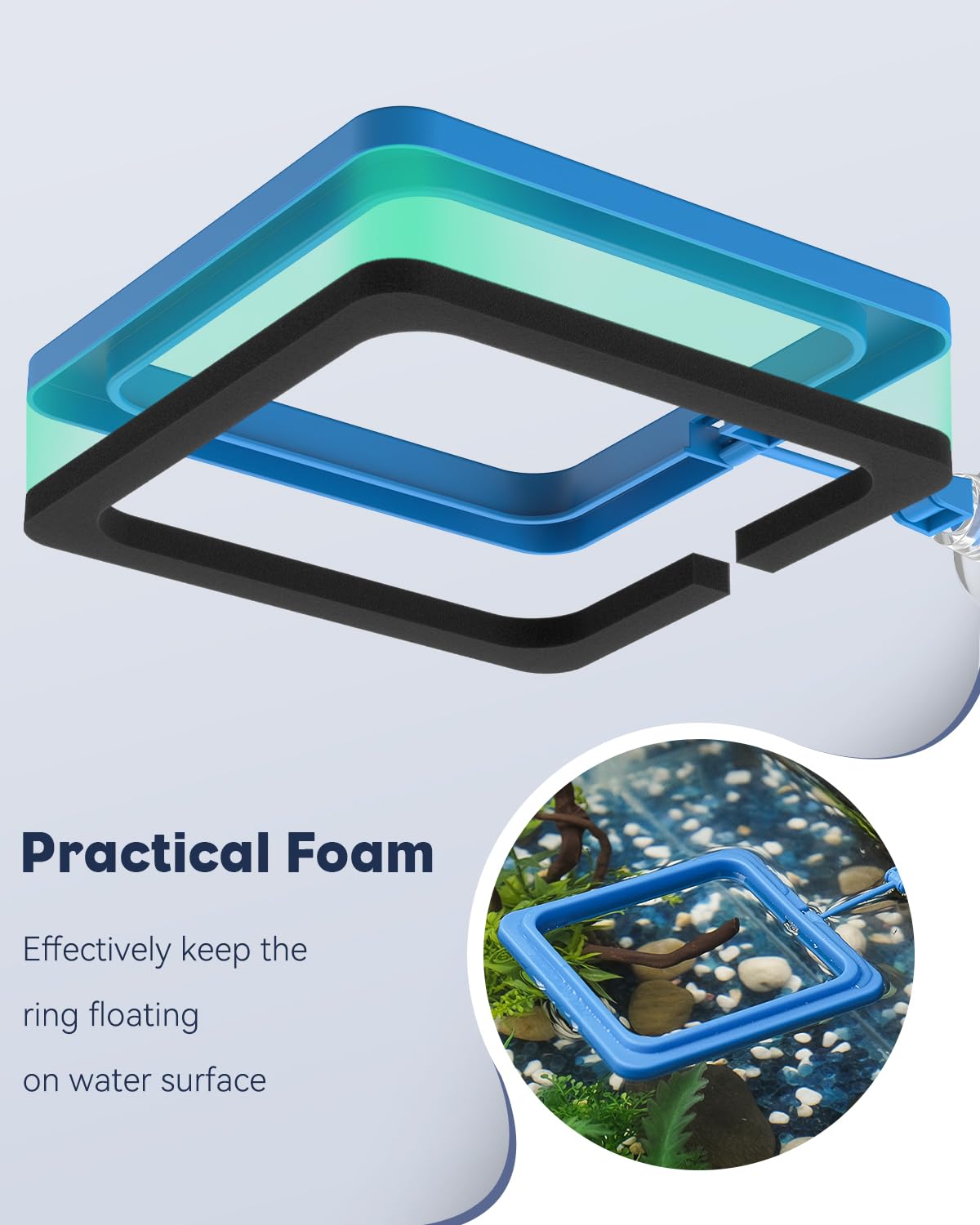Pawfly anillo de alimentación cuadrado, ideal para distribuir comida flotante con precisión