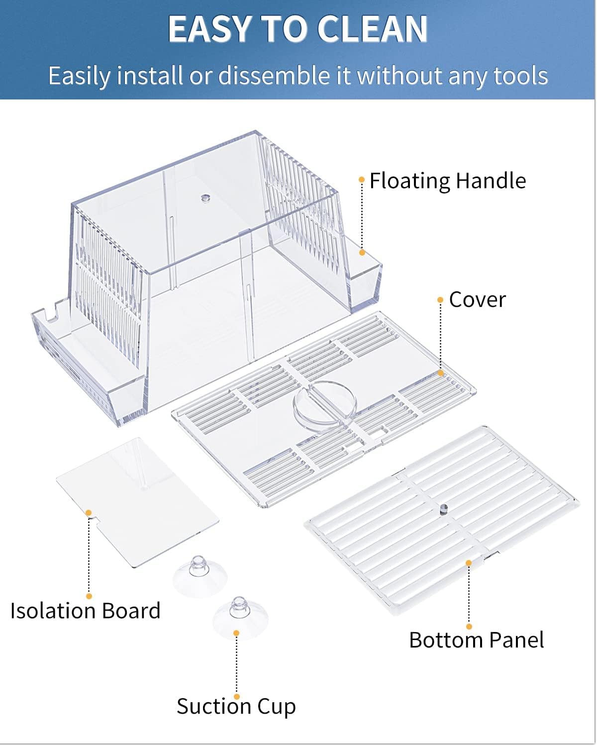 Pawfly acrílico transparente facilita observar crías y comportamientos sin interferencias.