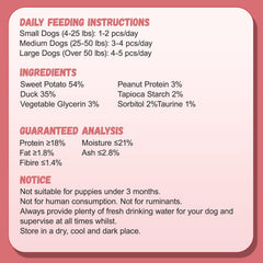 Pawmate Duck Double Purple Sweet Potato Wraps dog snack plate, tasty and protein-rich