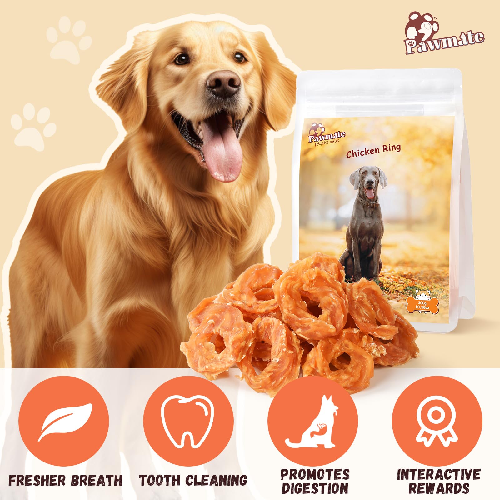 Pawmate qualité-poulet-seche-naturel, friandise savoureuse et naturelle.