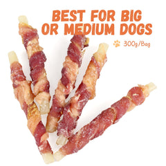 Pawmate Triple Sabor: textura suave y masticable para perros durante juego y entrenamiento.