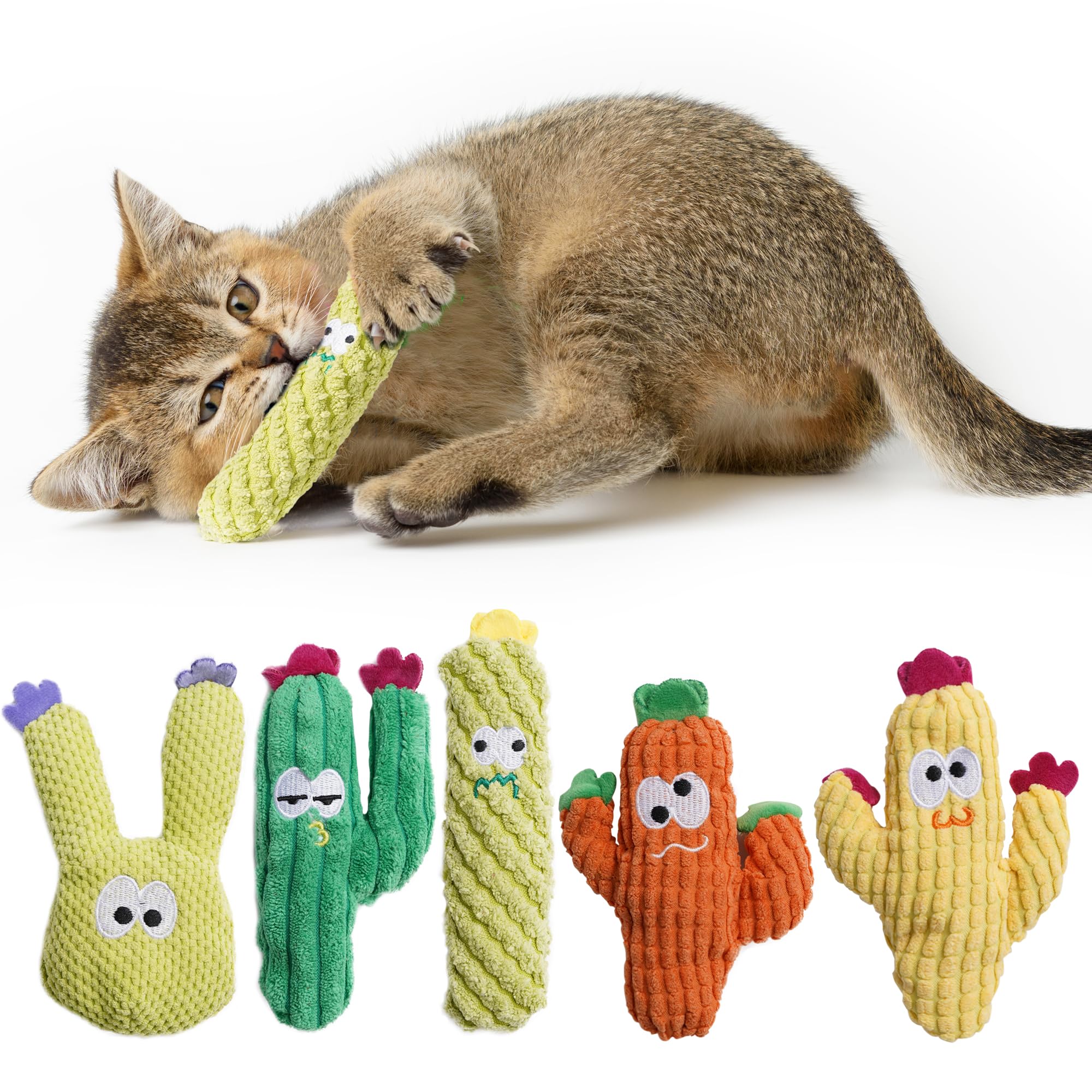 Pawsible cactus juguete interior para gatos, estimula juego activo en casa.