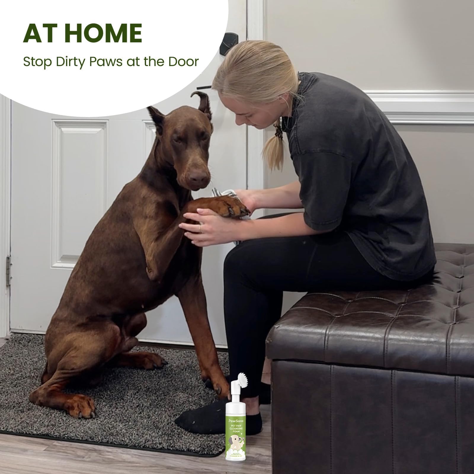 PawSono paw cleaner is plant-based and alcohol-free for sensitive paws.