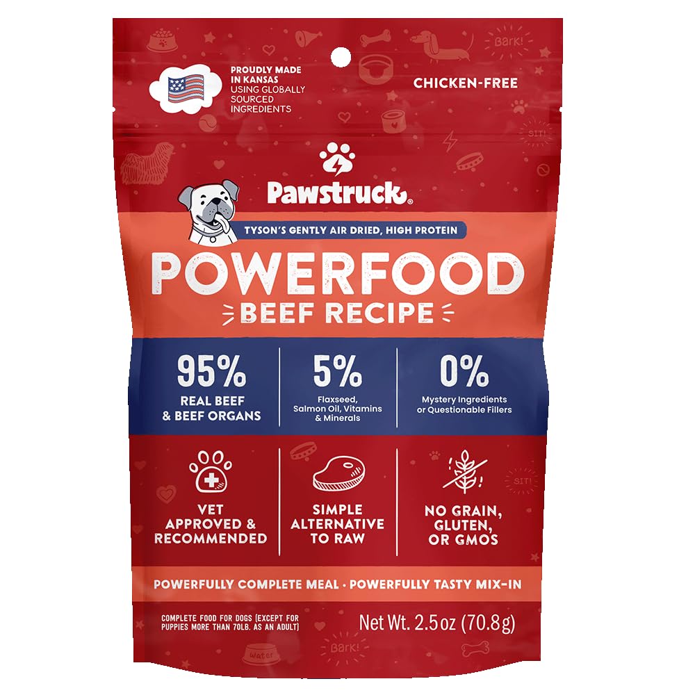 Pawstruck alimento deshidratado al aire con carne de res y textura crujiente