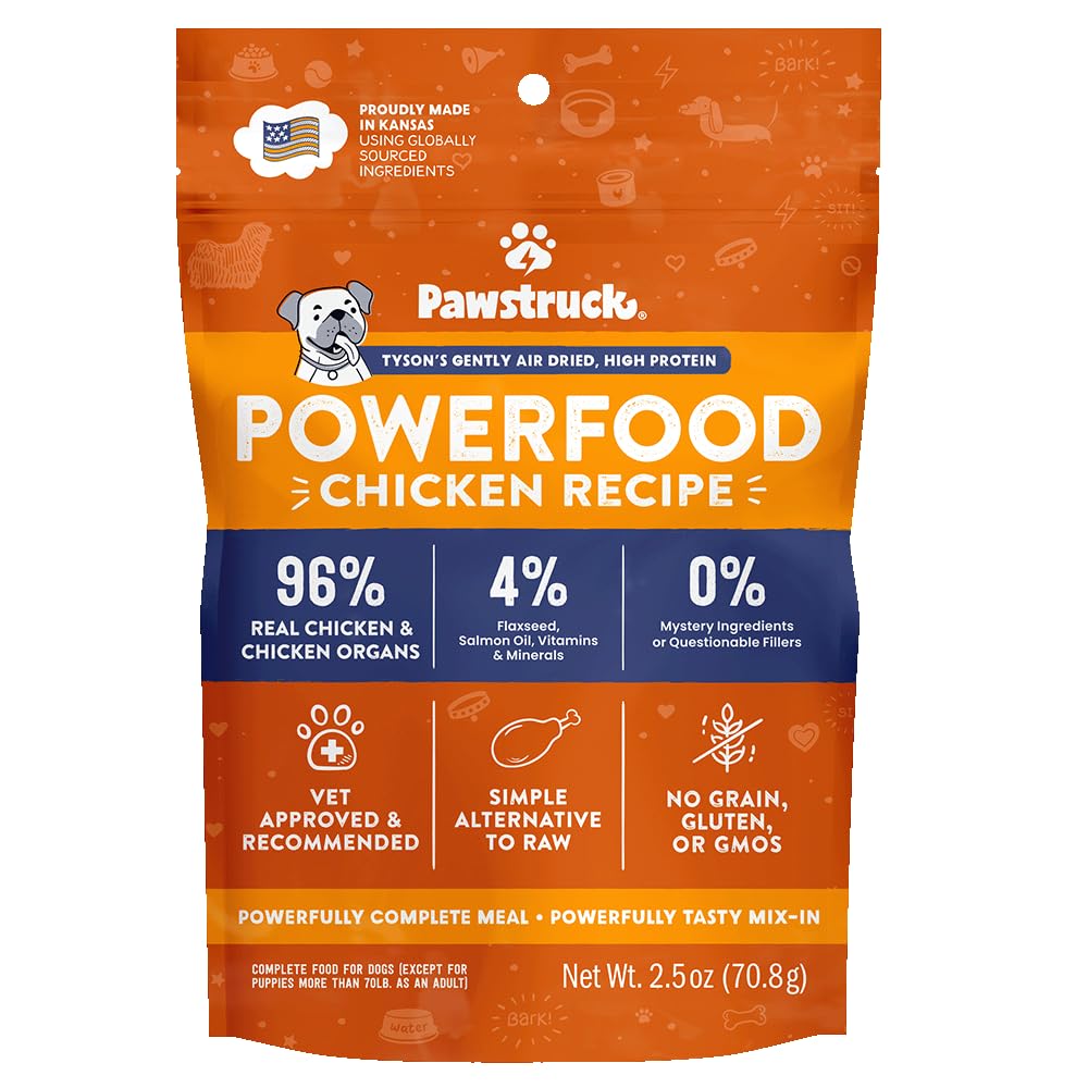 Pawstruck Alimento secado al aire con pollo real, textura crujiente para perros.