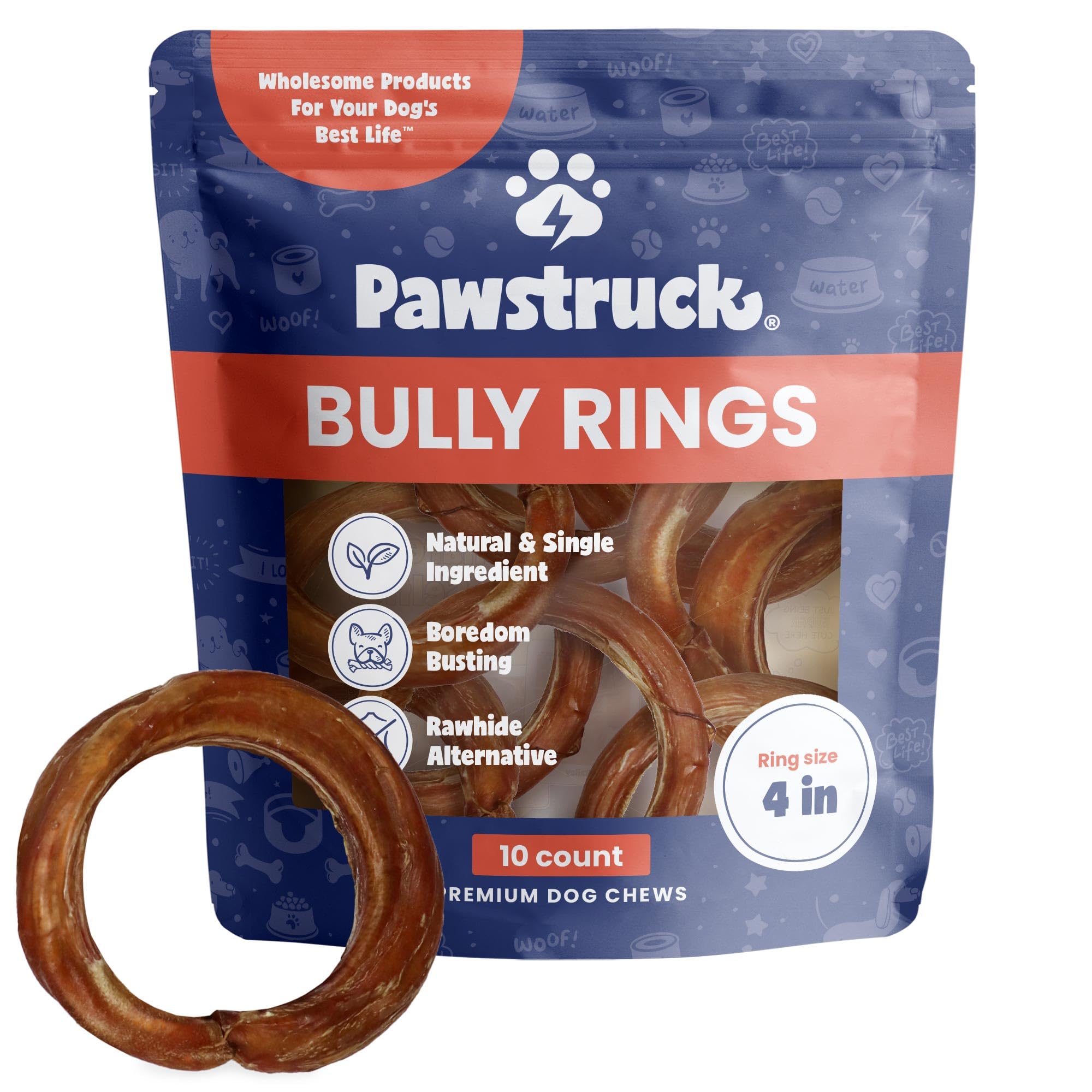 Pawstruck: anillo masticable de res, ideal para masticación prolongada