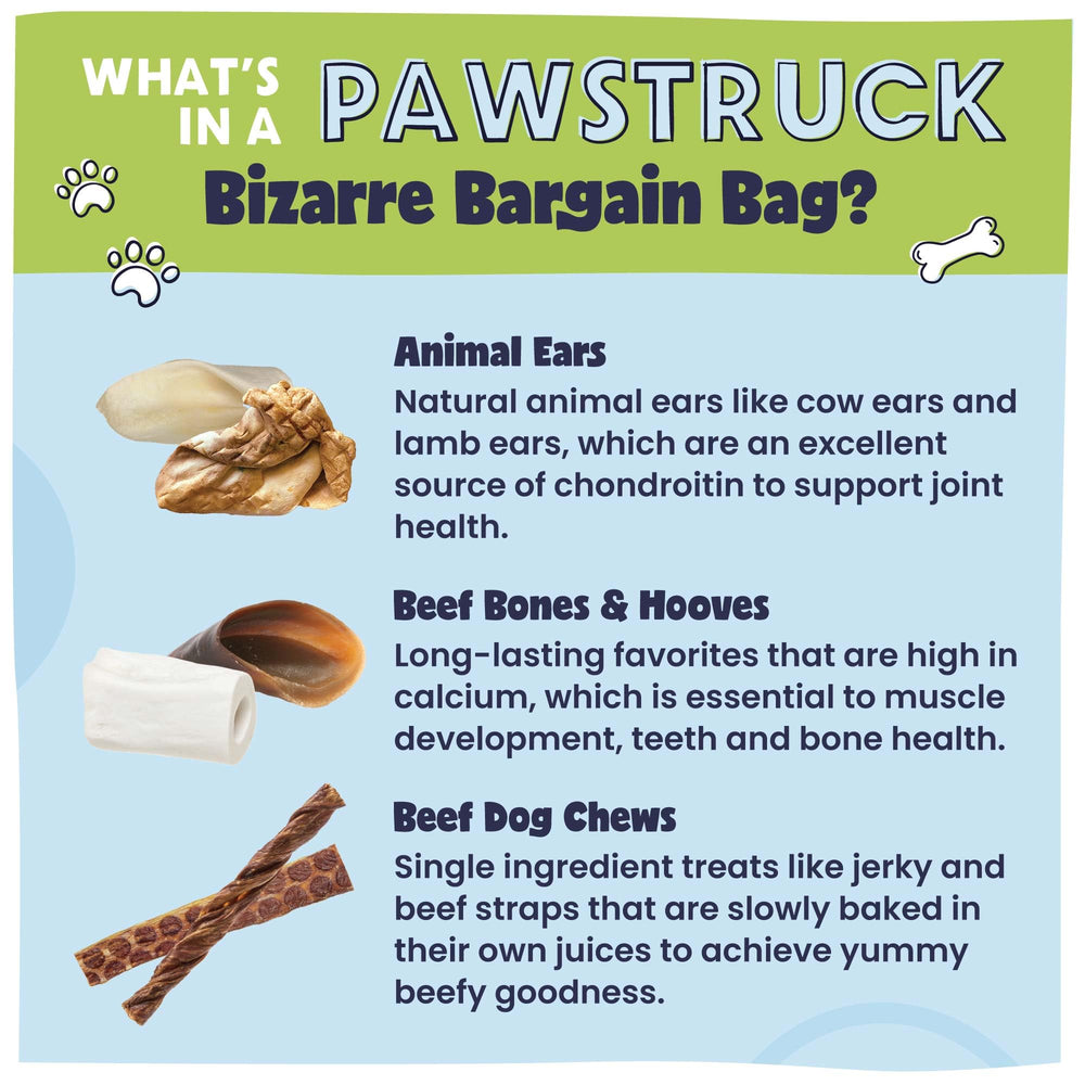 Pawstruck tiras de carne, masticables y sabrosas para perros curiosos.