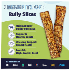 Pawstruck Bully Slices muestra rebanadas de piel de res digestibles.