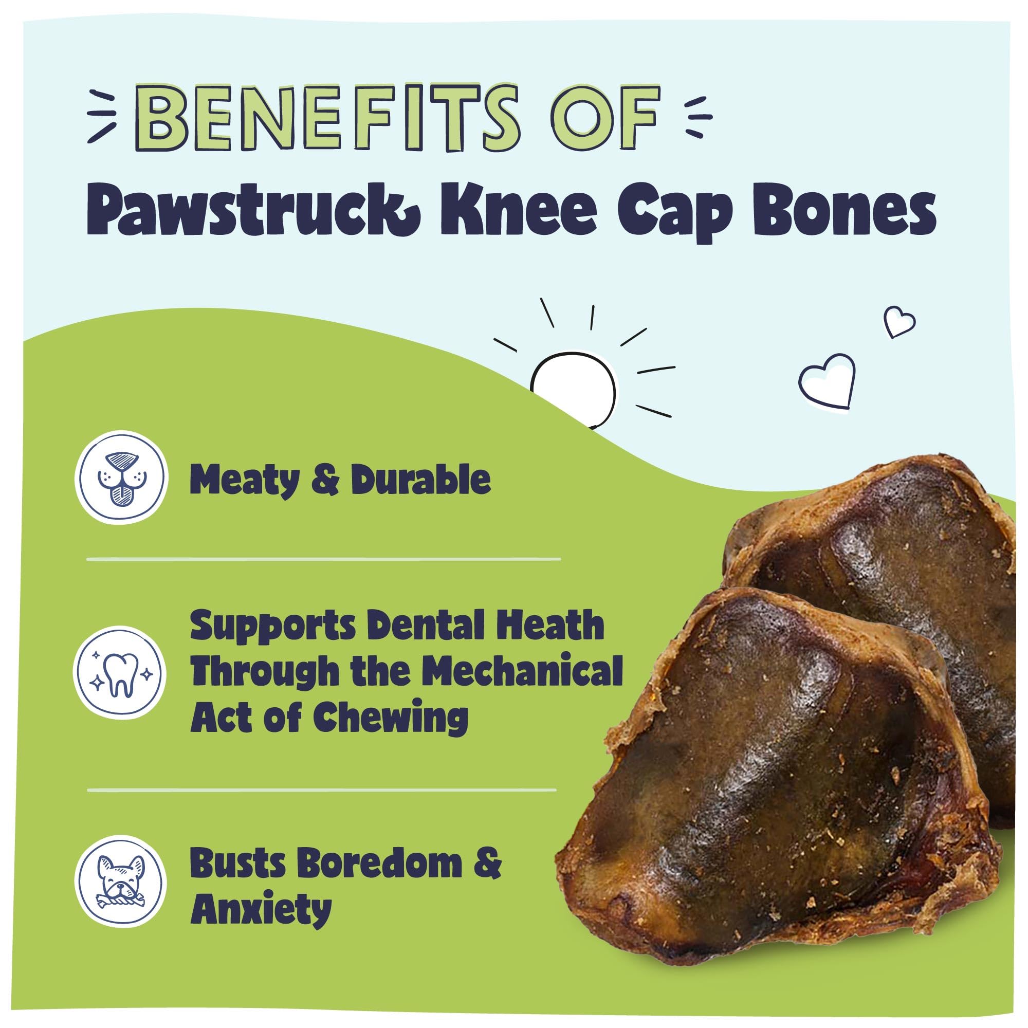 Pawstruck huesos de rodilla para perros, sabor a res, sin cuero crudo.