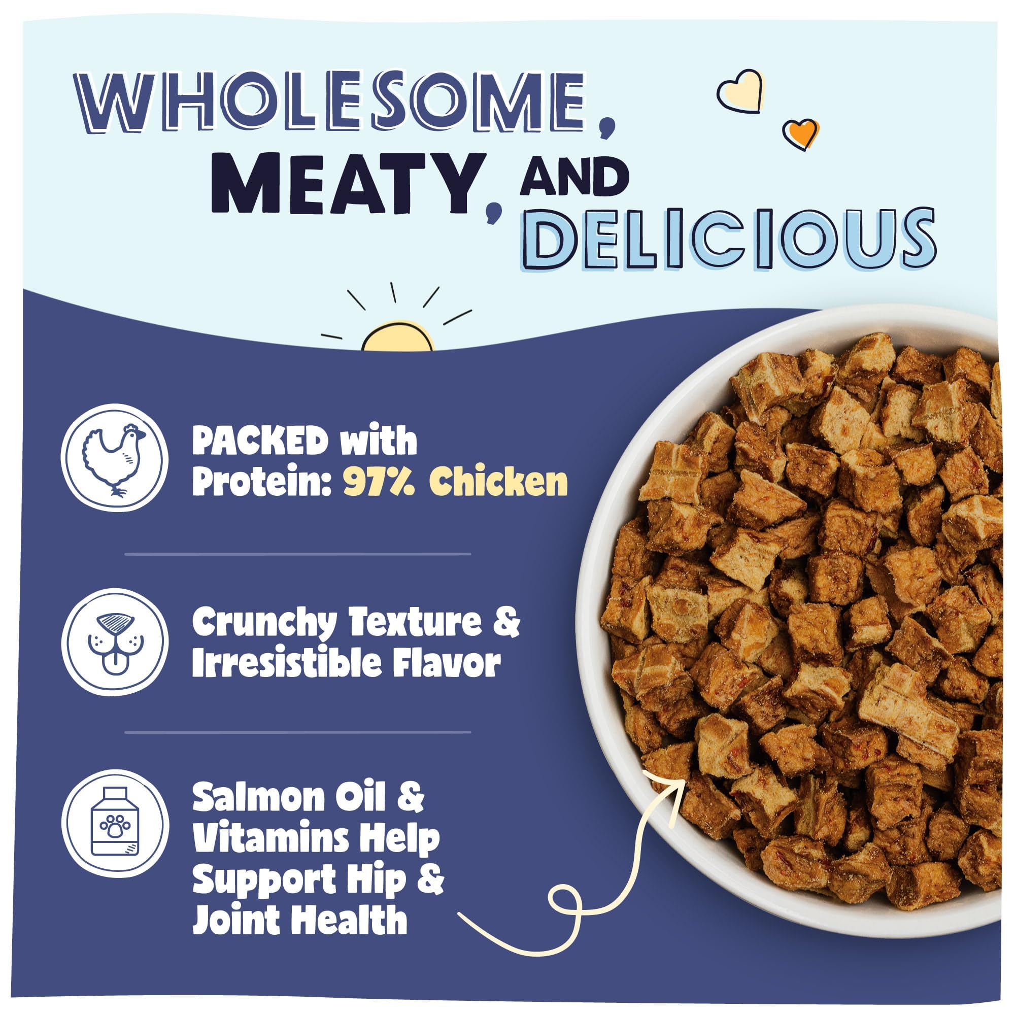 Pawstruck ingrediente principal pollo real, proteína clave para perros activos.