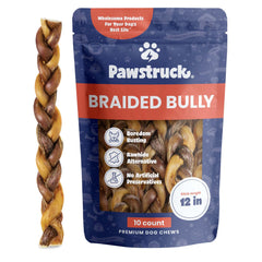 Pawstruck palitos de res trenzados de 12 pulgadas para masticar duro