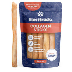 Pawstruck palitos de colágeno para perros, 12 pulgadas, masticación duradera para perros grandes.