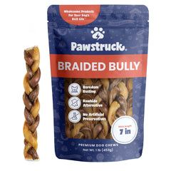 Pawstruck palitos trenzados de res, 7 pulgadas, masticación duradera.