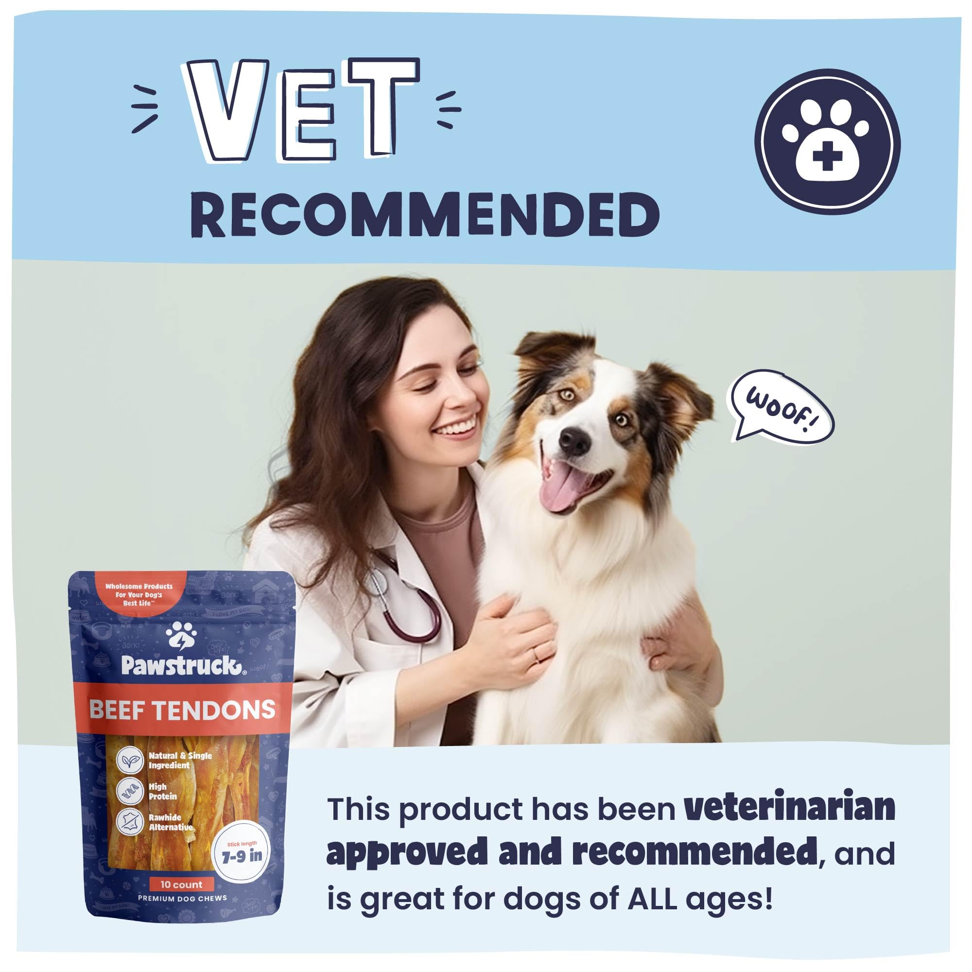 Pawstruck tendones res, ingrediente único para masticación diaria y salud dental
