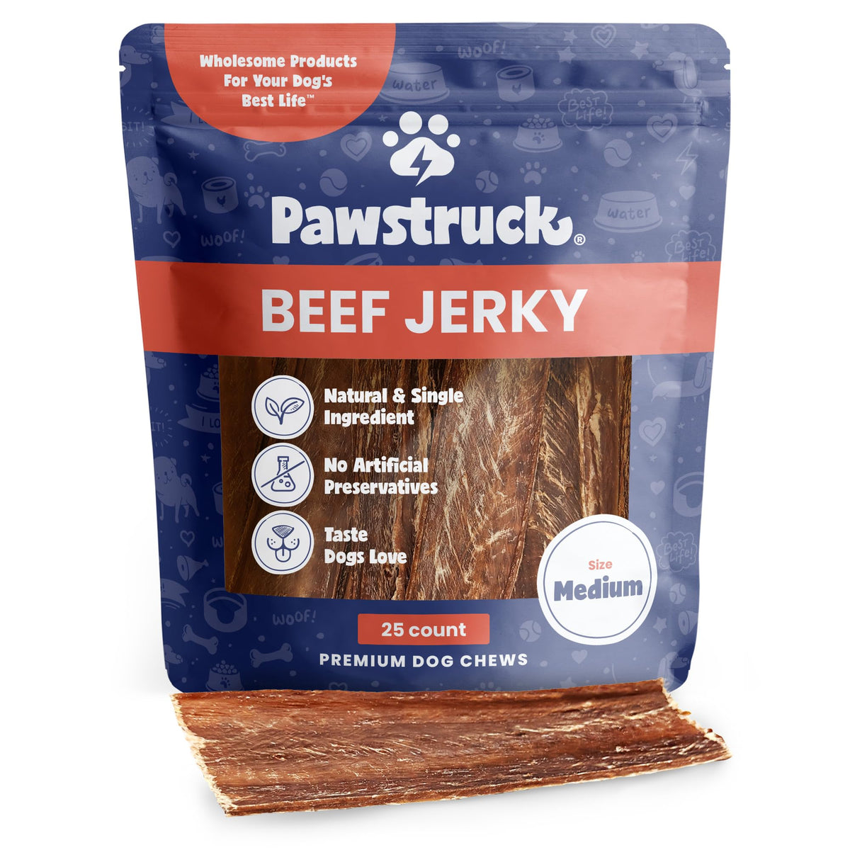 Pawstruck tiras de ternera para perro, masticación de 4-6 pulgadas, uso diario.