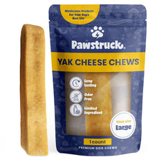 Pawstruck Yak Chew Grande en empaque visible, snack natural para perros activos.