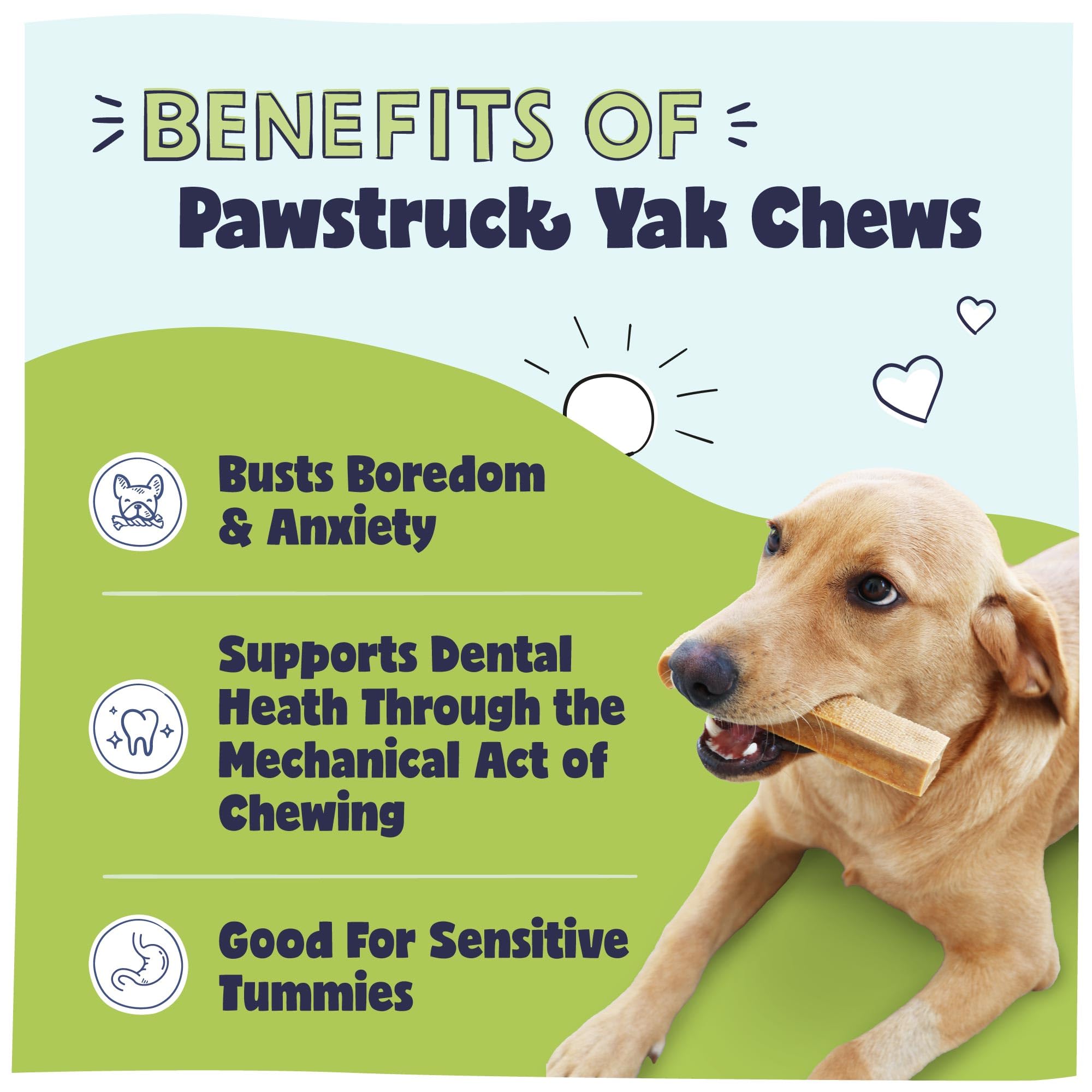 Pawstruck Yak Chew Grande, textura dura ideal para masticación prolongada.