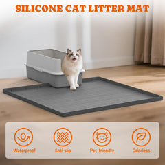 Pawtners Alfombra de silicona resistente para área de arena de gato.
