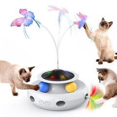 Pawtners juguete interactivo para gatos con mariposa giratoria, ideal para actividad física