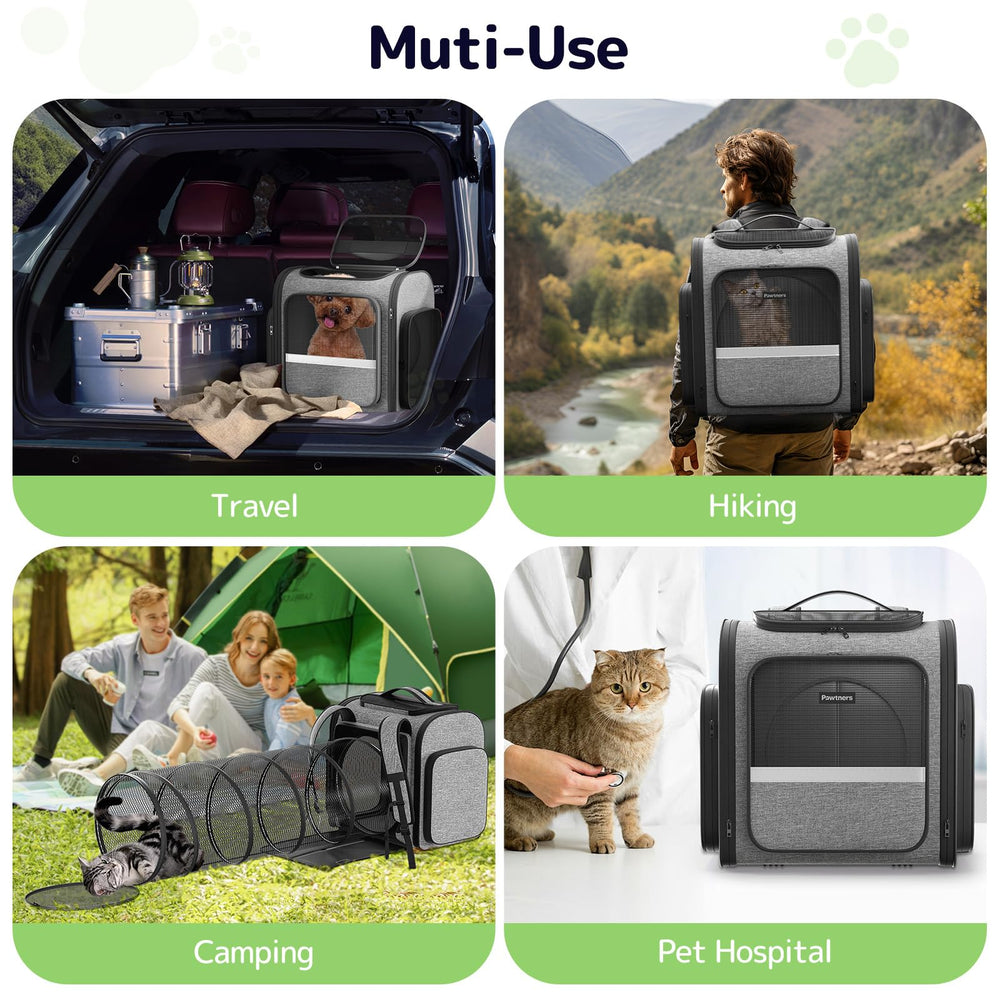 Pawtners Mochila para gato diseño tunel expandible para más espacio.