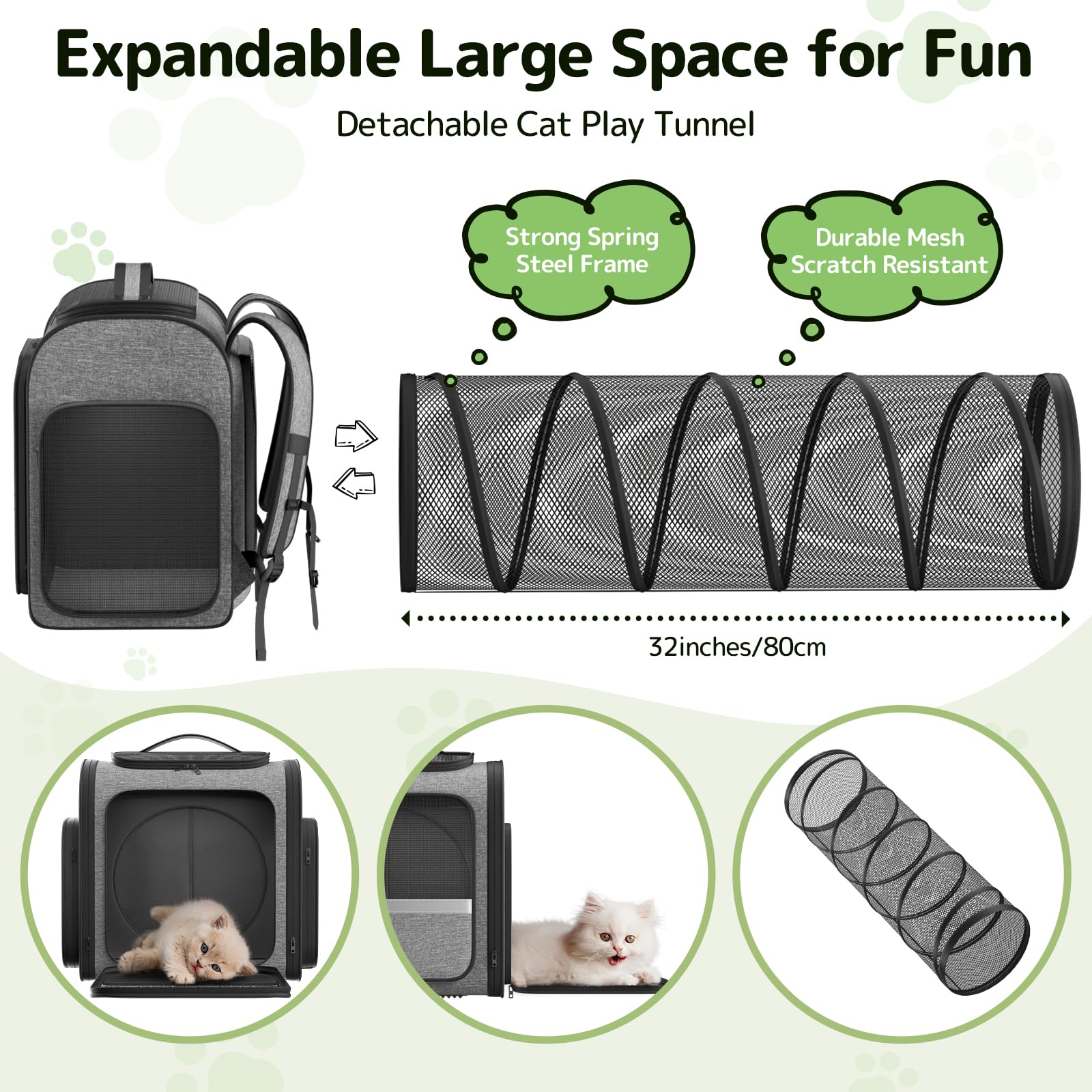 Pawtners Mochila para gato con paneles de malla transpirable para ventilación óptima.