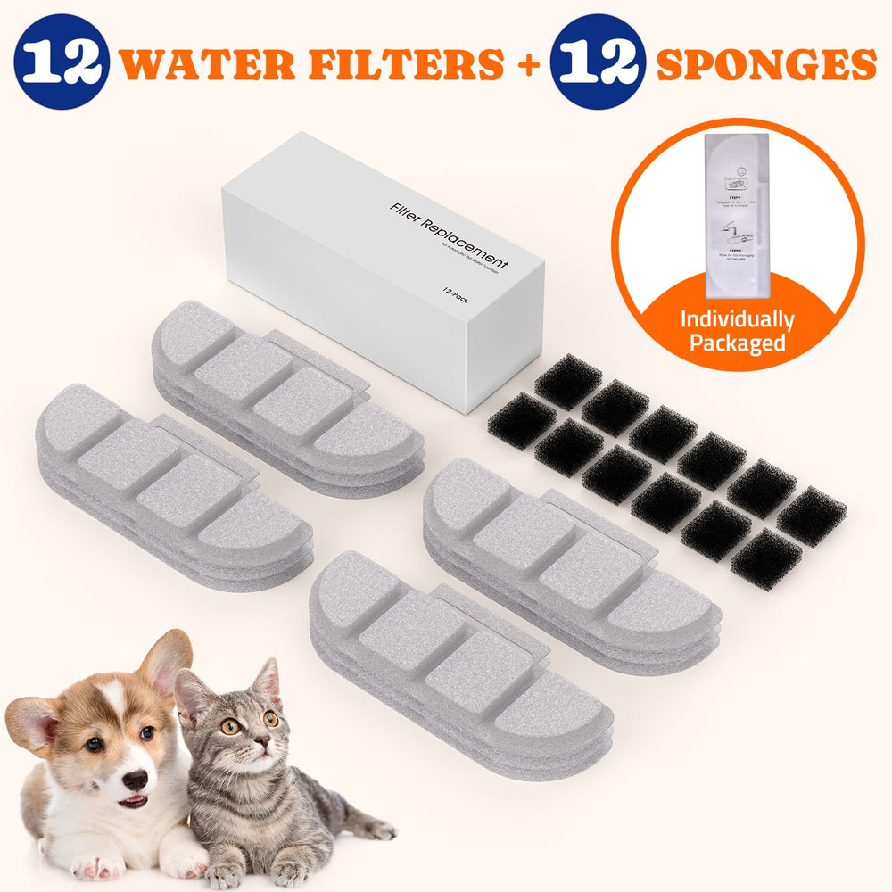 Pawtners paquete de 12 filtros, reposición continua para fuente.