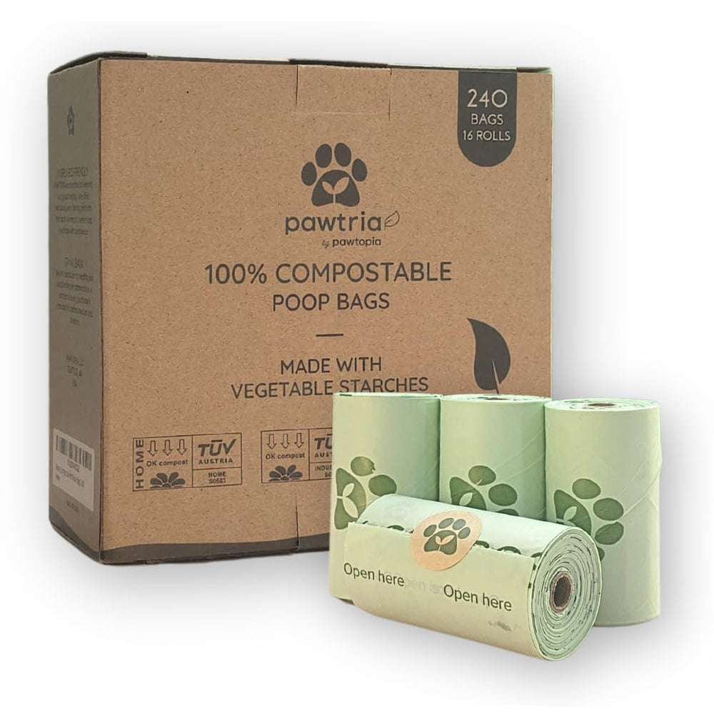 Bolsas Pawtopia compostables 240 para excrementos de perro, resistentes a fugas para paseos limpios.