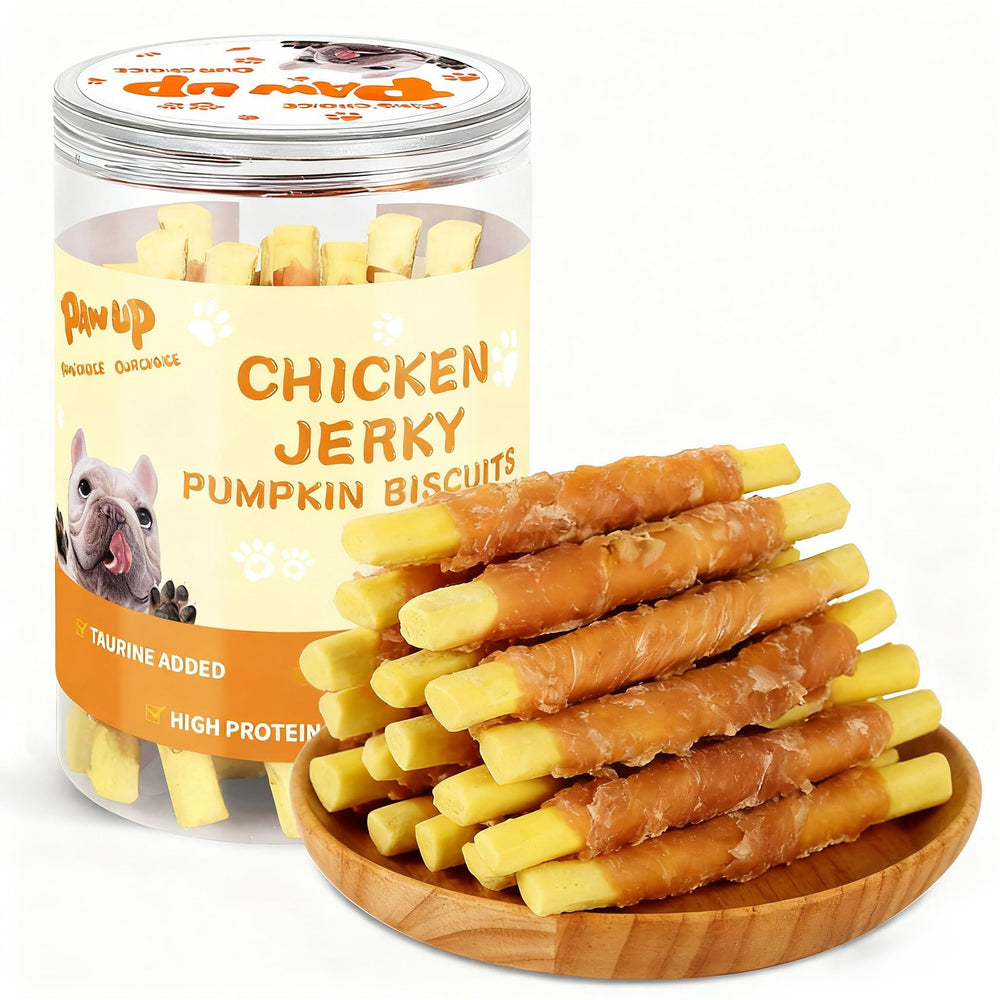 PAWUP friandises poulet enroulé citrouille, texture tendre idéale pour l entraînement.