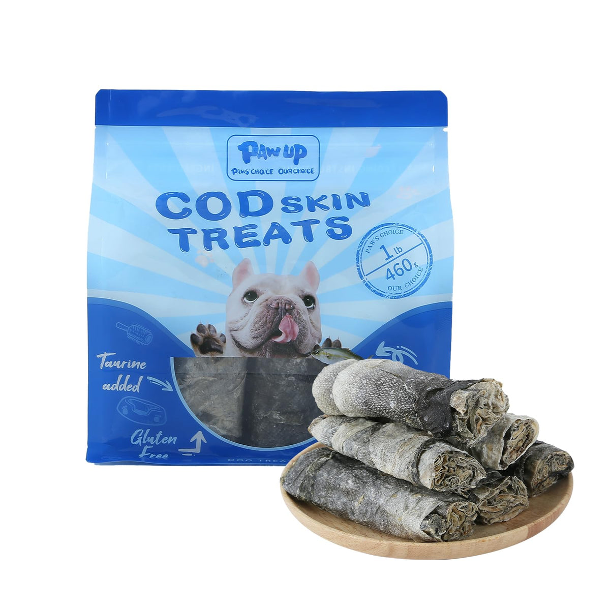 PAWUP Piel de bacalao para perros: snack en envase, masticable y natural.