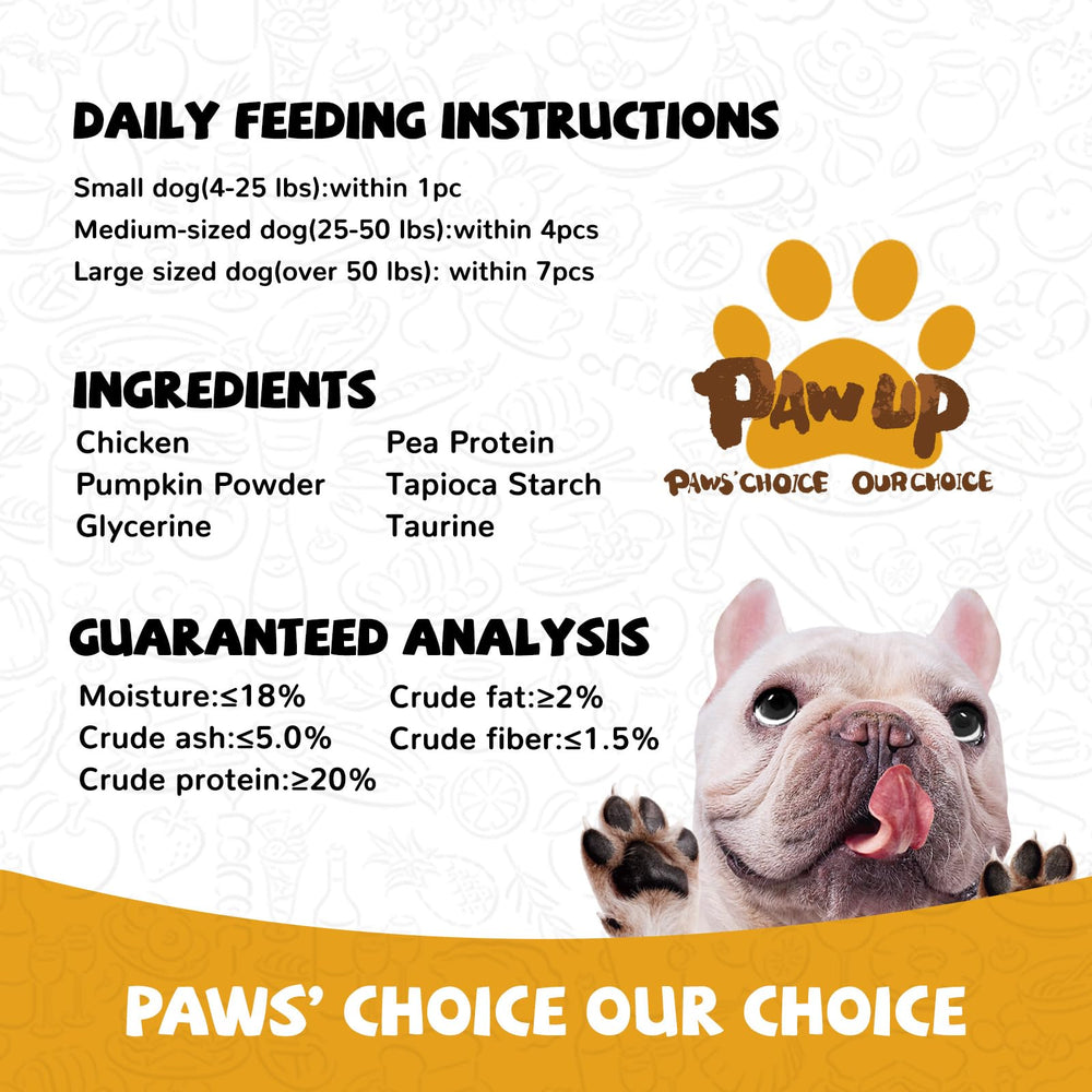 PAWUP friandises sans cuir, option sûre pour chiens sensibles.