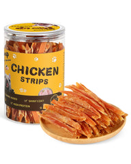 PAWUP Tiras de pollo deshidratado, corte de pechuga, snack proteico para perros