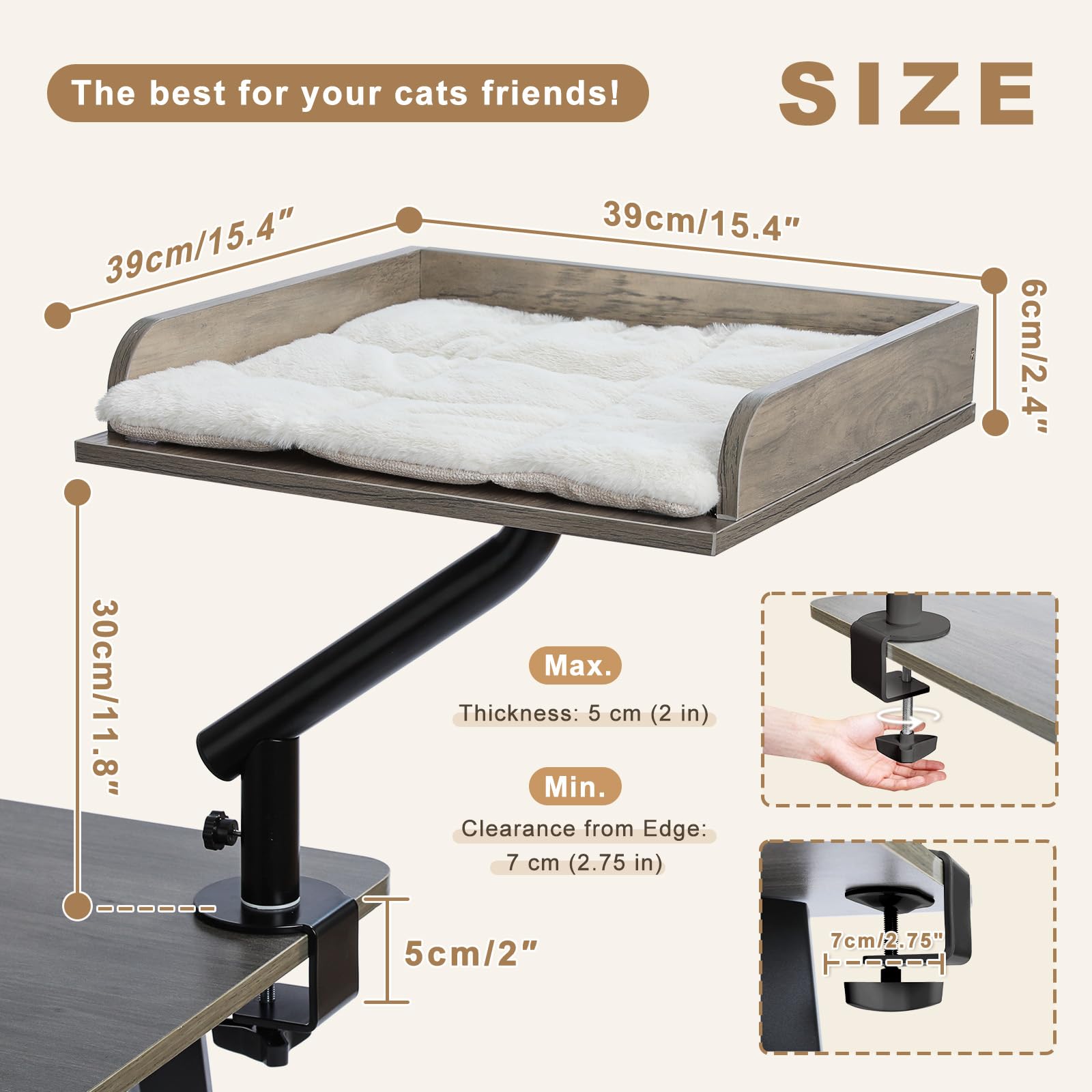 PAWZ Road Cat Desk Bed: soporte 360° para ajustar la posición del felino con facilidad.